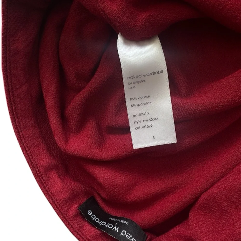 Naked Wardrobe Deep Red High-Waist Bodycon Maxi Skirt - Picture 5 of 7
